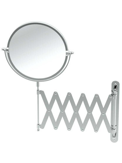 Retractable Wall-Mount Mirror - 7 1/2 inchDiameter in Polished Chrome.